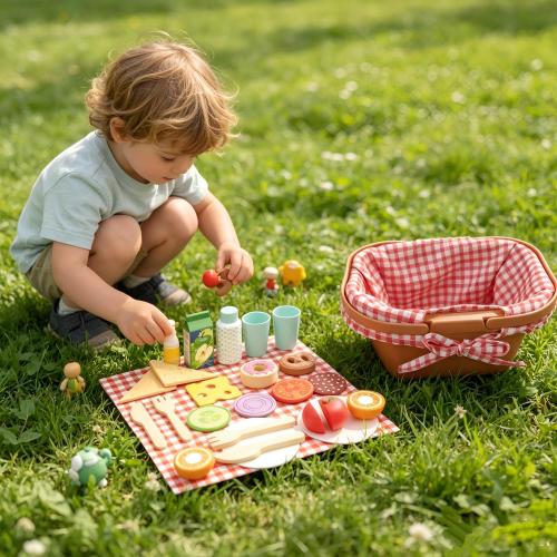 Custom Wooden Picnic Playset, Pretend Play Food for Kids-Kidmerry