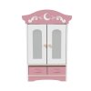 Custom Pink Princess Wooden Doll Wardrobe | Miniature Closet for 18-Inch Dolls