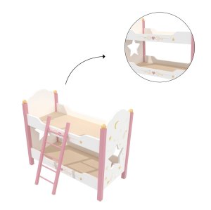 Custom Dreamy Star & Moon Wooden Doll Bunk Bed for 18-Inch Dolls