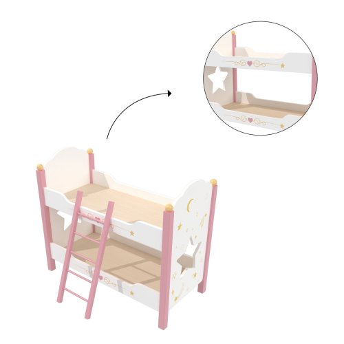 Custom Dreamy Star & Moon Wooden Doll Bunk Bed for 18-Inch Dolls