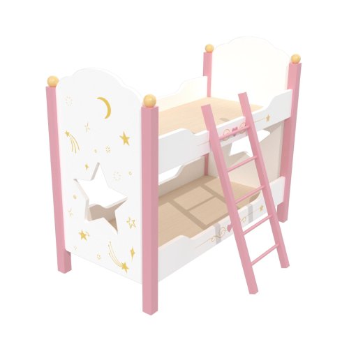 Custom Dreamy Star & Moon Wooden Doll Bunk Bed for 18-Inch Dolls