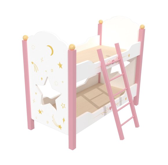 Custom Dreamy Star & Moon Wooden Doll Bunk Bed for 18-Inch Dolls