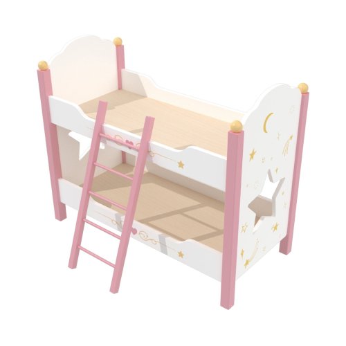 Custom Dreamy Star & Moon Wooden Doll Bunk Bed for 18-Inch Dolls