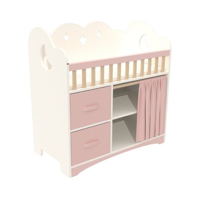 Custom Princess Cloud Crib & Wardrobe Combo for 18-Inch Dolls | Wooden Dollhouse Furniture