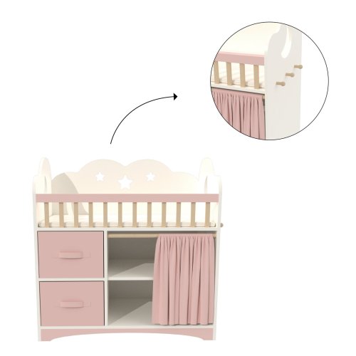 Custom Princess Cloud Crib & Wardrobe Combo for 18-Inch Dolls | Wooden Dollhouse Furniture