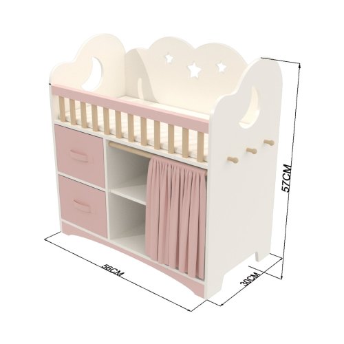 Custom Princess Cloud Crib & Wardrobe Combo for 18-Inch Dolls | Wooden Dollhouse Furniture