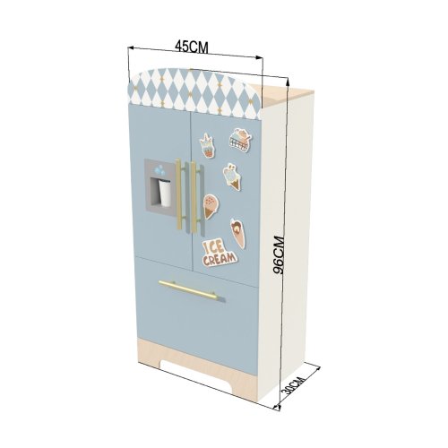 Custom Nordic Ice Cream Wooden Kids Simulation Fridge - Pretend Play Kitchen Toy 96cm