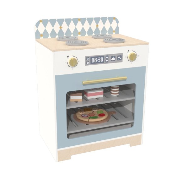 Custom Diamond Wooden Oven Toy Stove Play | 45cm Pretend Cook Set for 3+