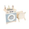 Custom Nordic Blue Wooden Pretend Play Laundry Set with Laundry Basket