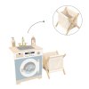 Custom Nordic Blue Wooden Pretend Play Laundry Set with Laundry Basket
