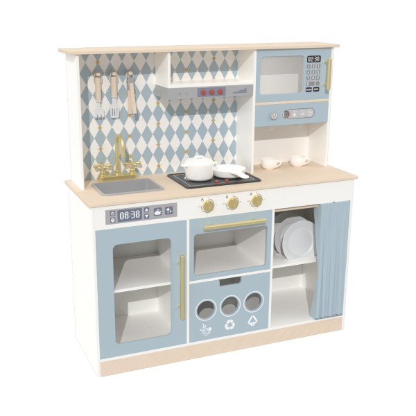 Custom Wooden Play Kitchen Diamond Wooden Kids Simulation Kitchen Pretend Play Set