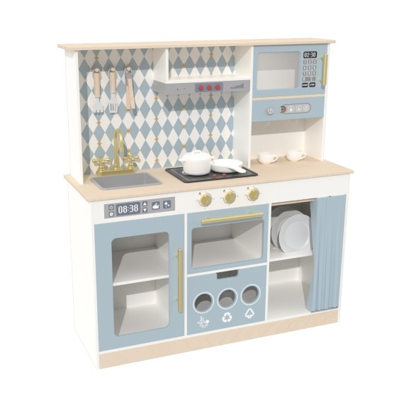 Custom Wooden Play Kitchen Diamond Wooden Kids Simulation Kitchen Pretend Play Set