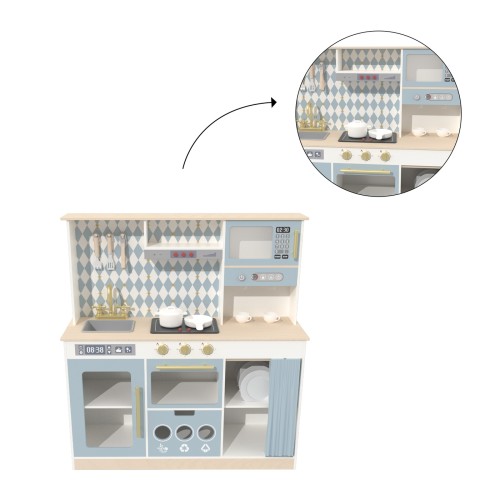 Custom Wooden Play Kitchen Diamond Wooden Kids Simulation Kitchen Pretend Play Set