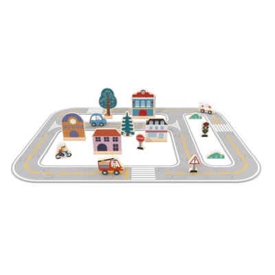 Custom Wooden Town Road Track Building Blocks Set City Puzzle Toy 90x70cm