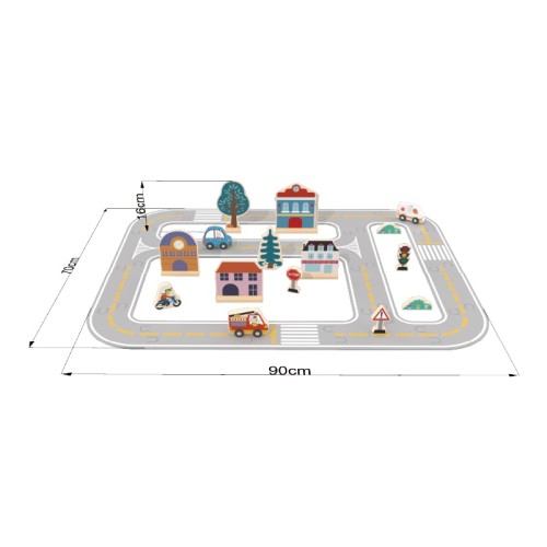 Custom Wooden Town Road Track Building Blocks Set City Puzzle Toy 90x70cm