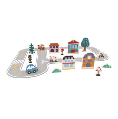 Custom Wooden Town Road Track Building Blocks Set City Puzzle Toy 90x70cm