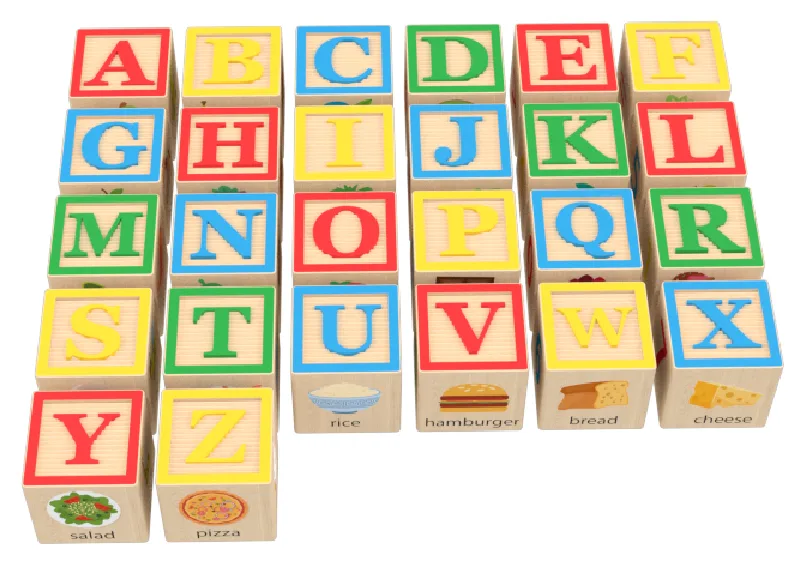 Nordic wooden ABC blocks letter recognition cube set
