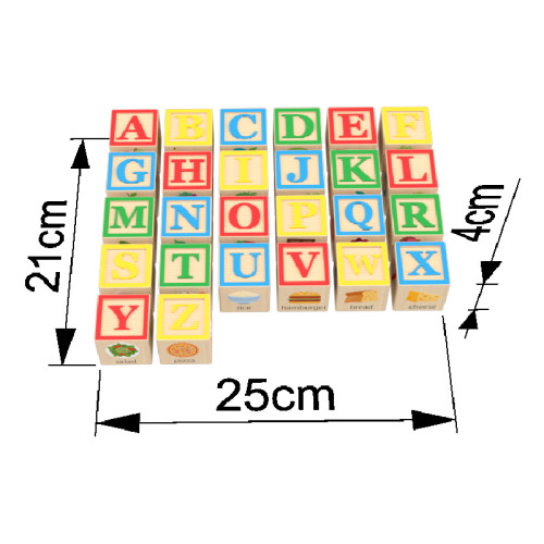 Custom Nordic Wooden ABC Blocks Letter Recognition Cube Set 26 Pieces Educational Toy