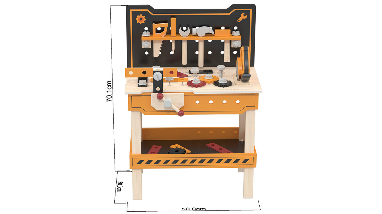 Workshop tools on a workbench