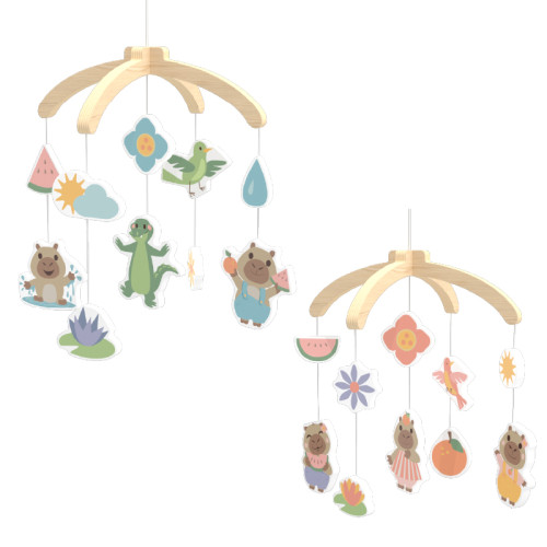 Custom Capybara Theme Wooden Baby Crib Mobile