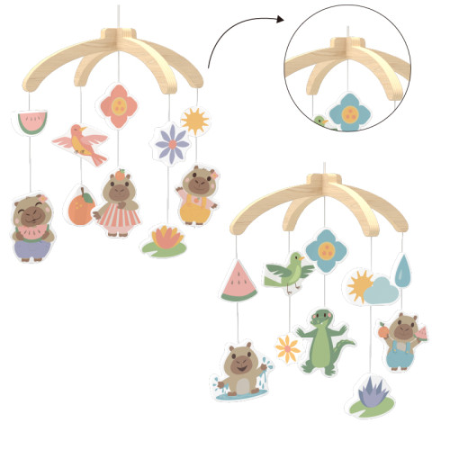 Custom Capybara Theme Wooden Baby Crib Mobile