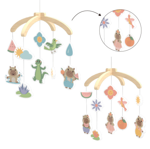 Custom Capybara Theme Wooden Baby Crib Mobile