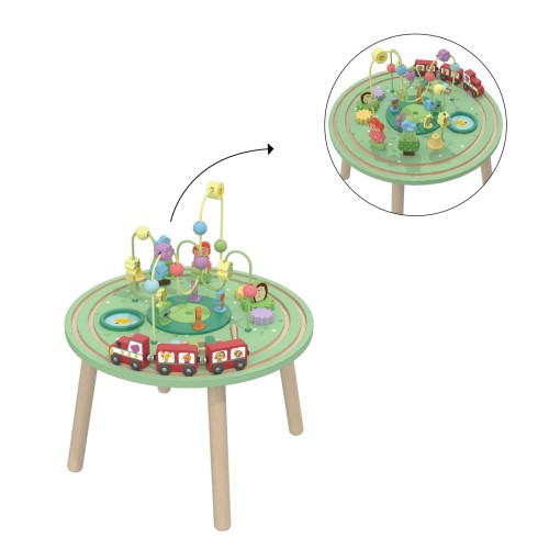 Custom Forest Train Wooden Multi-Play Activity Table for Toddlers | Bead Maze Gear Train Sensory Toy