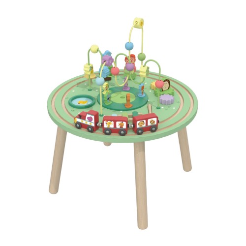 Custom Forest Train Wooden Multi-Play Activity Table for Toddlers | Bead Maze Gear Train Sensory Toy