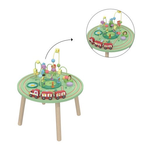 Custom Forest Train Wooden Multi-Play Activity Table for Toddlers | Bead Maze Gear Train Sensory Toy