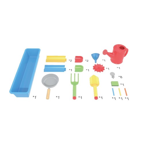 Custom Wooden Sand Water Activity Table Ball Track Double-Sided Chalkboard Lid for Kids