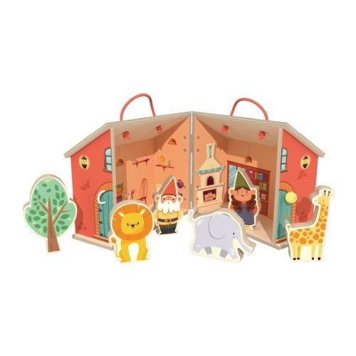 Custom Foldable Forest Gnome Doll House with Animal Figures for Kids Pretend Play