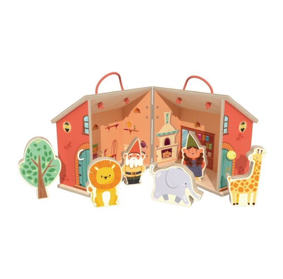 Custom Foldable Forest Gnome Doll House with Animal Figures for Kids Pretend Play