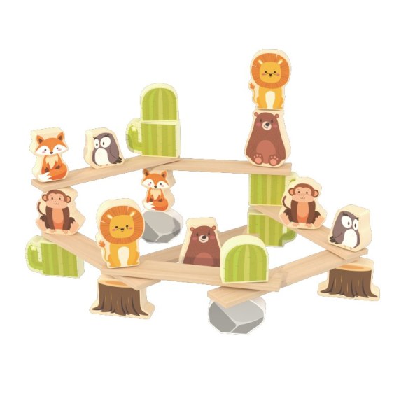 Custom Forest Animal Wooden Balance Stacking Building Blocks for Kids STEM Fine Motor Skills Toy