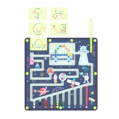 Custom Space Magnetic 2-in-1 Maze & Pixel Art Board for Kids STEM Fine Motor Skills Early Learning
