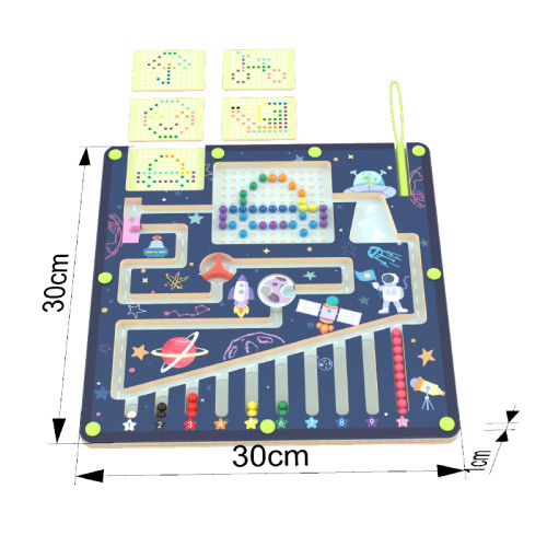 Custom Space Magnetic 2-in-1 Maze & Pixel Art Board for Kids STEM Fine Motor Skills Early Learning