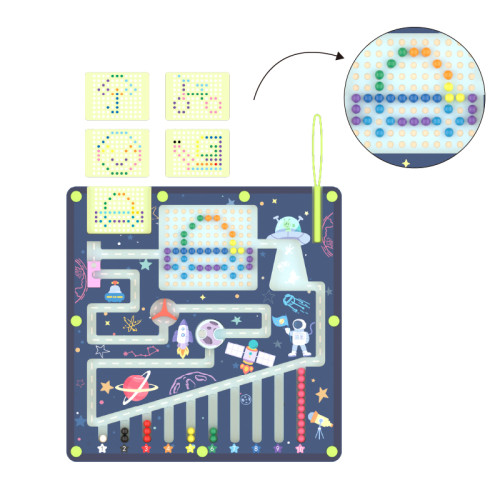 Custom Space Magnetic 2-in-1 Maze & Pixel Art Board for Kids STEM Fine Motor Skills Early Learning