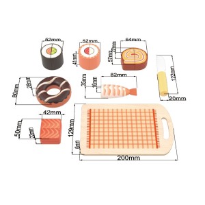 Custom Wooden Sushi Cutting Toy with Chopping Board for Kids Kitchen Role Play