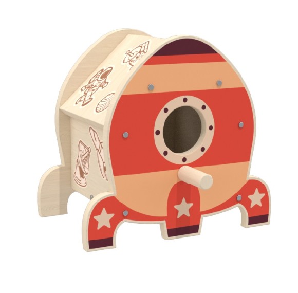 Custom Wooden Birdhouse Ball Drop Toy with Space Print Cause & Effect Learning for Toddlers 1+