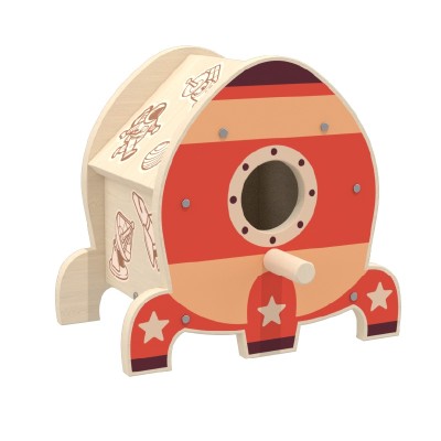 Custom Wooden Birdhouse Ball Drop Toy with Space Print Cause & Effect Learning for Toddlers 1+
