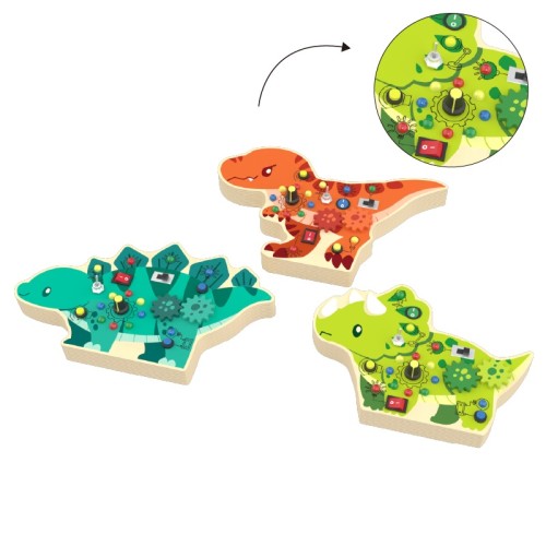Custom Dinosaur Busy Board 3pc Montessori Sensory Activity Panel Toddler Fine Motor Toy 2–6Y