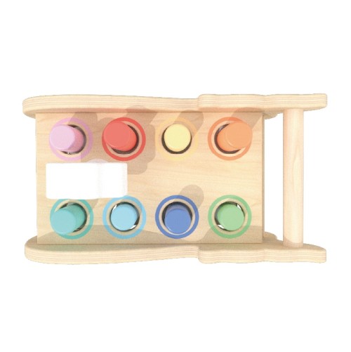 Custom Wooden Whale Pounding Bench with 8 Macaron Pegs & Wave Hammer for Toddlers 1-3Y