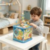 Custom Ocean Wooden Activity Cube with Detachable Bead Maze Top & 4 Sensory Panels Ages 1-6