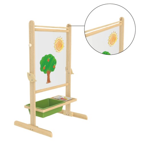 Custom Wooden Double-Sided Transparent Art Easel with Water Doodle & Whiteboard for Kids 2-8Y