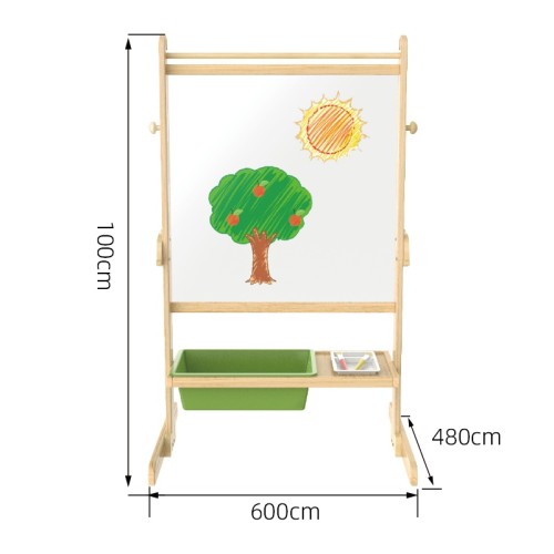 Custom Wooden Double-Sided Transparent Art Easel with Water Doodle & Whiteboard for Kids 2-8Y