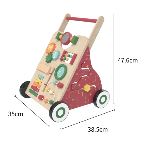 Wooden Baby Walker with Activity Center, Montessori Push & Ride Toy for Toddlers