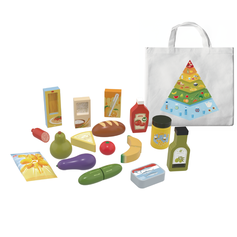 Custom Wooden Play Food Set with Carry Bag, Pretend Play Toys for Toddlers