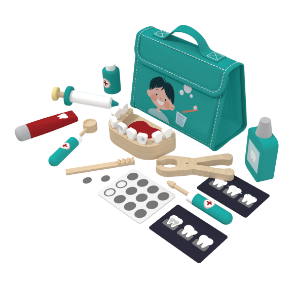 Custom Wooden Dentist Set for Kids,Pretend Dental Play Kit with Carry Case