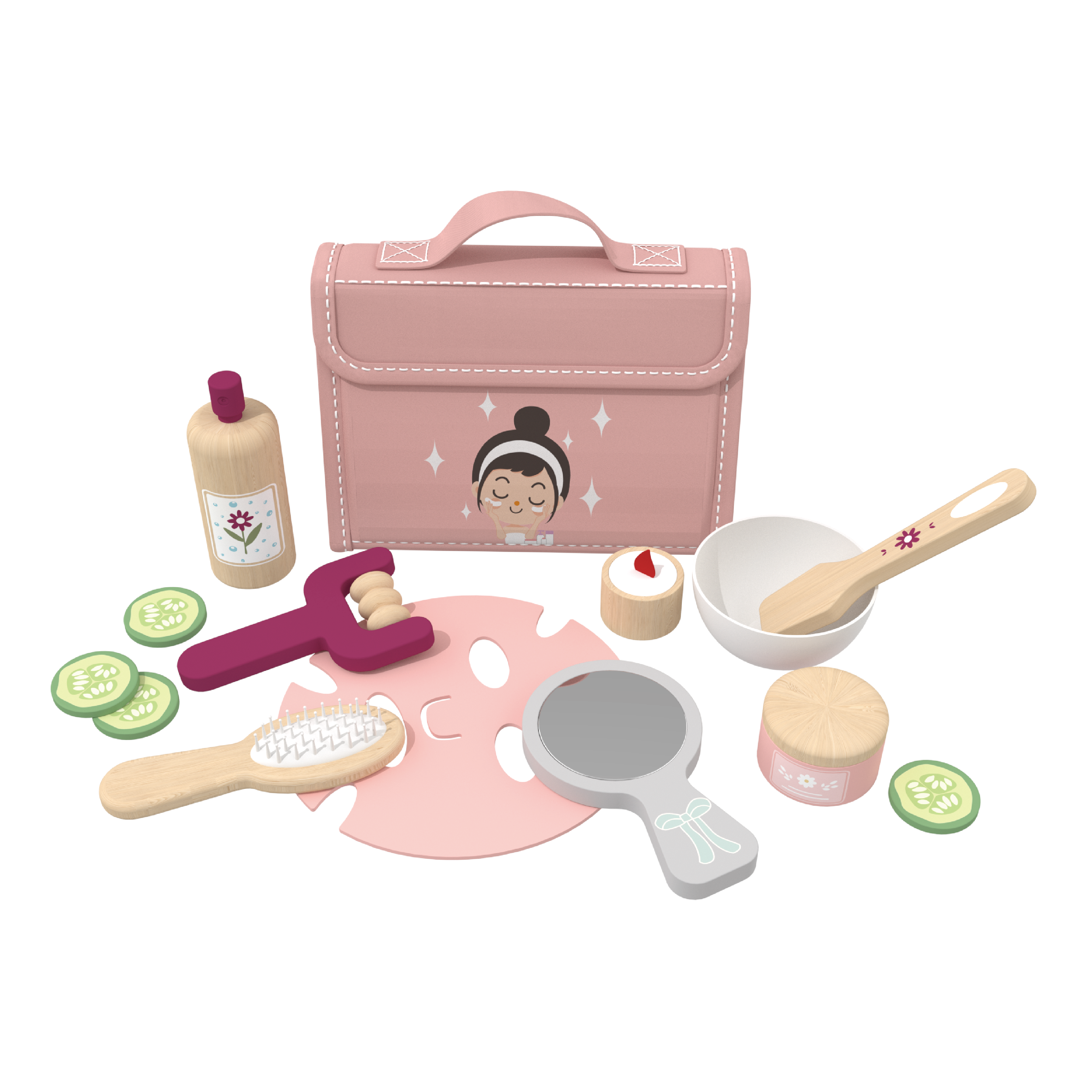 wooden makeup toy set