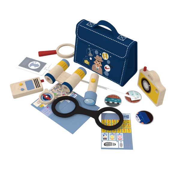 Custom Wooden Detective set for Kids,Pretend Play Spy Kit with Carry Case