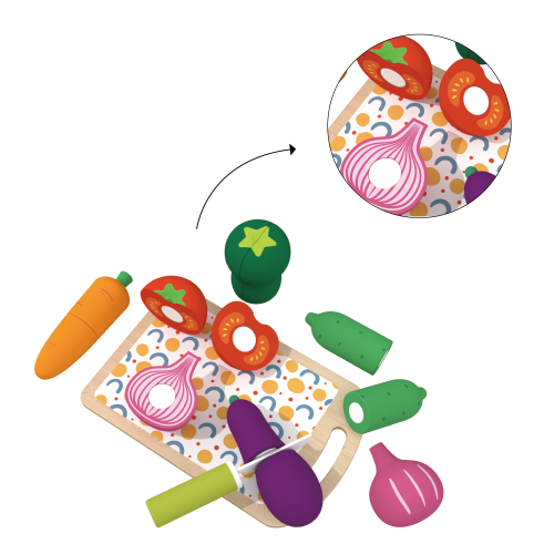 Custom Wooden Vegetable Cutting Set, Pretend Play Food Toy Set  for Kids